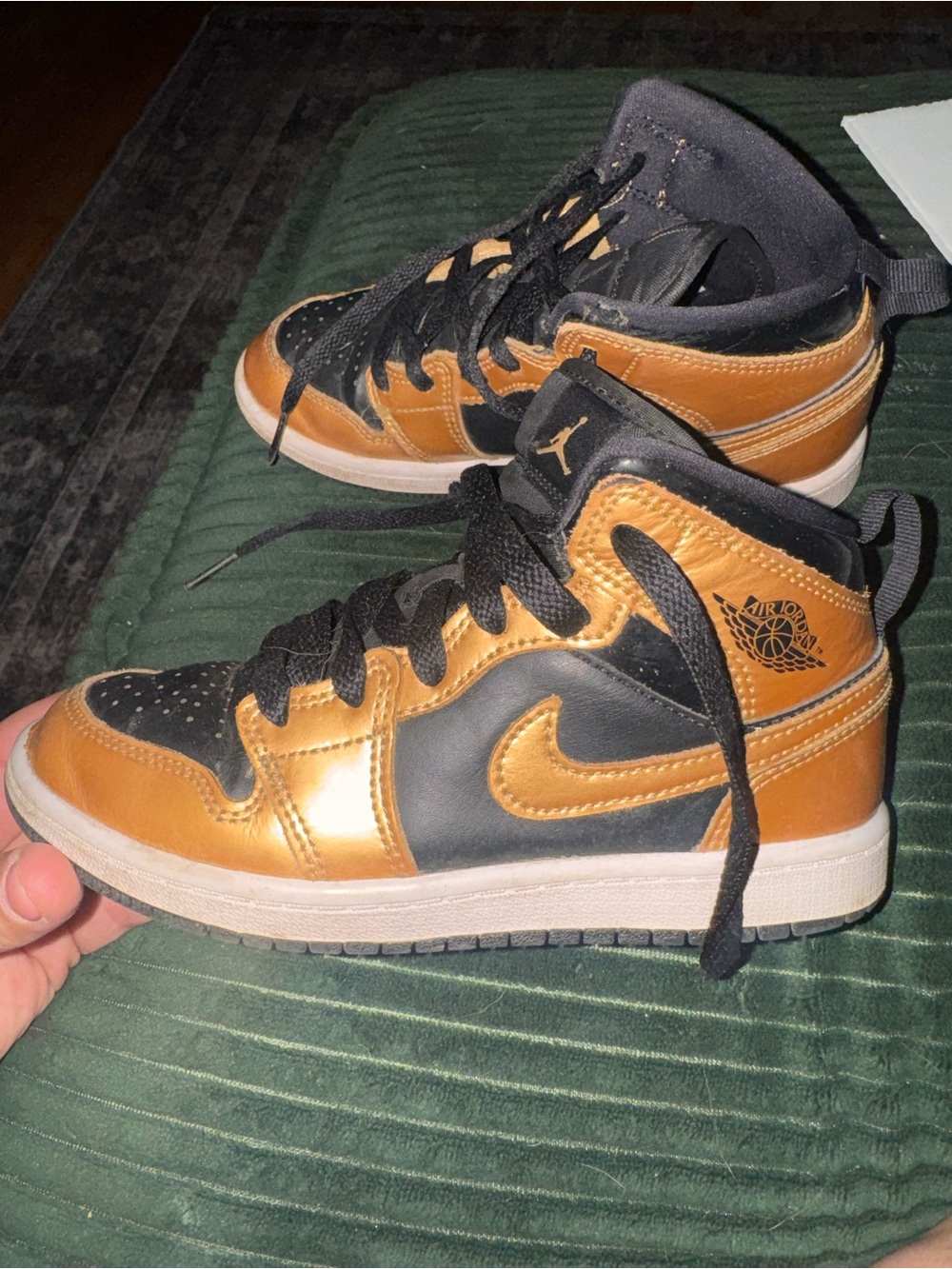 Nike Kids' Mid-Top Sneakers — Black & Metallic Gold